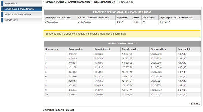 esempio simulazione piano ammortamento mutuo inpdap